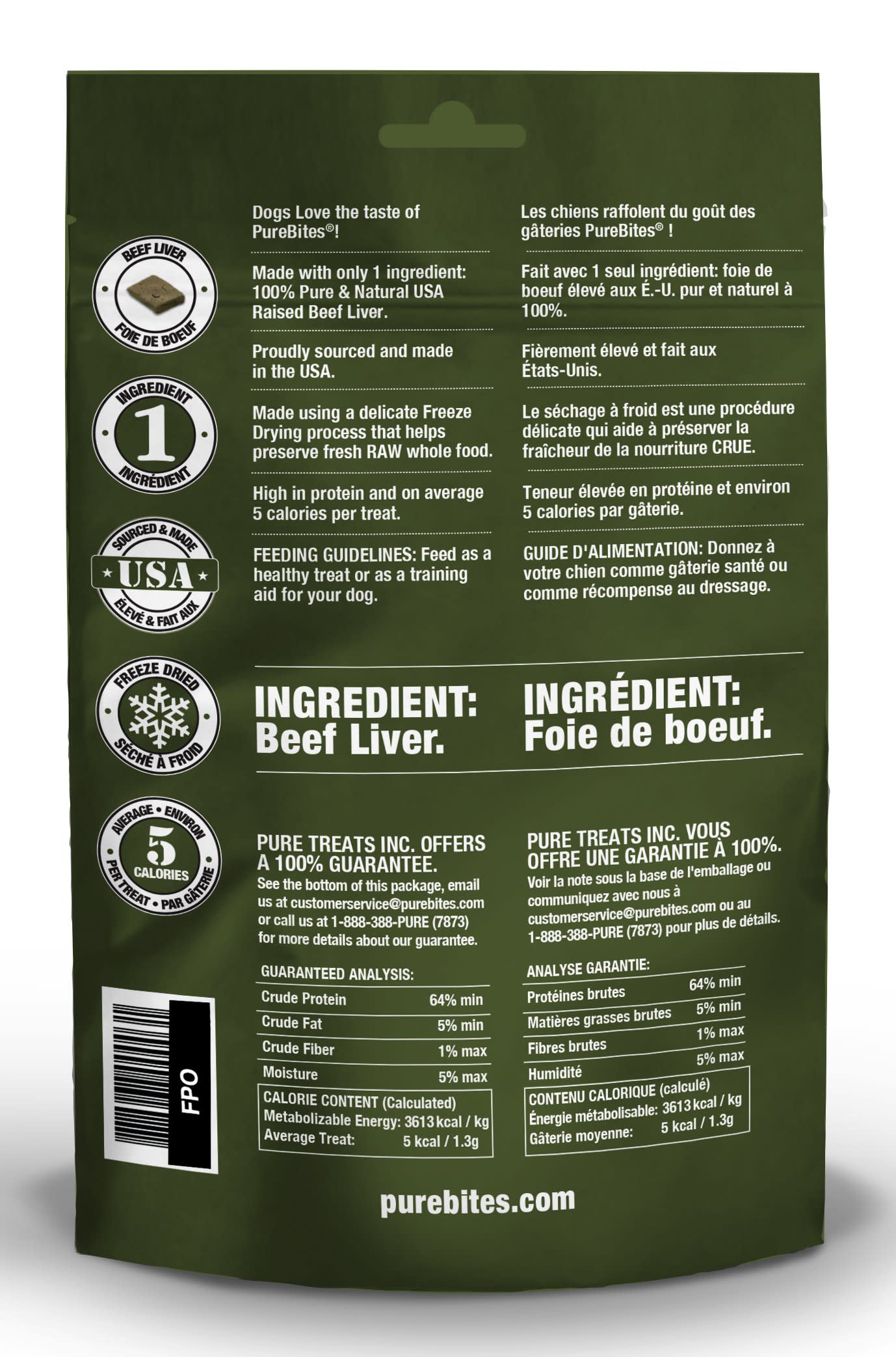 PureBites Freeze Dried Dog Treats Beef Liver