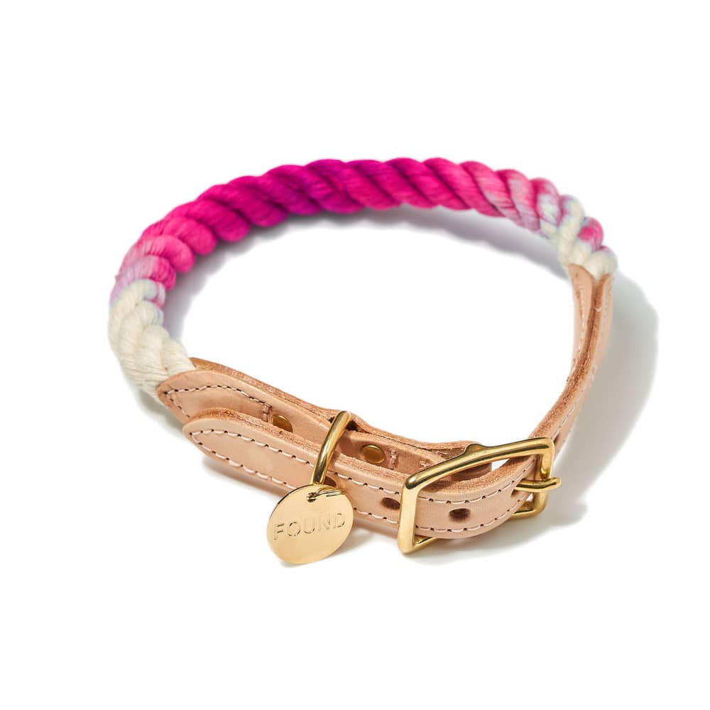 Found My Animal  Magenta Ombre Cotton Rope Collar