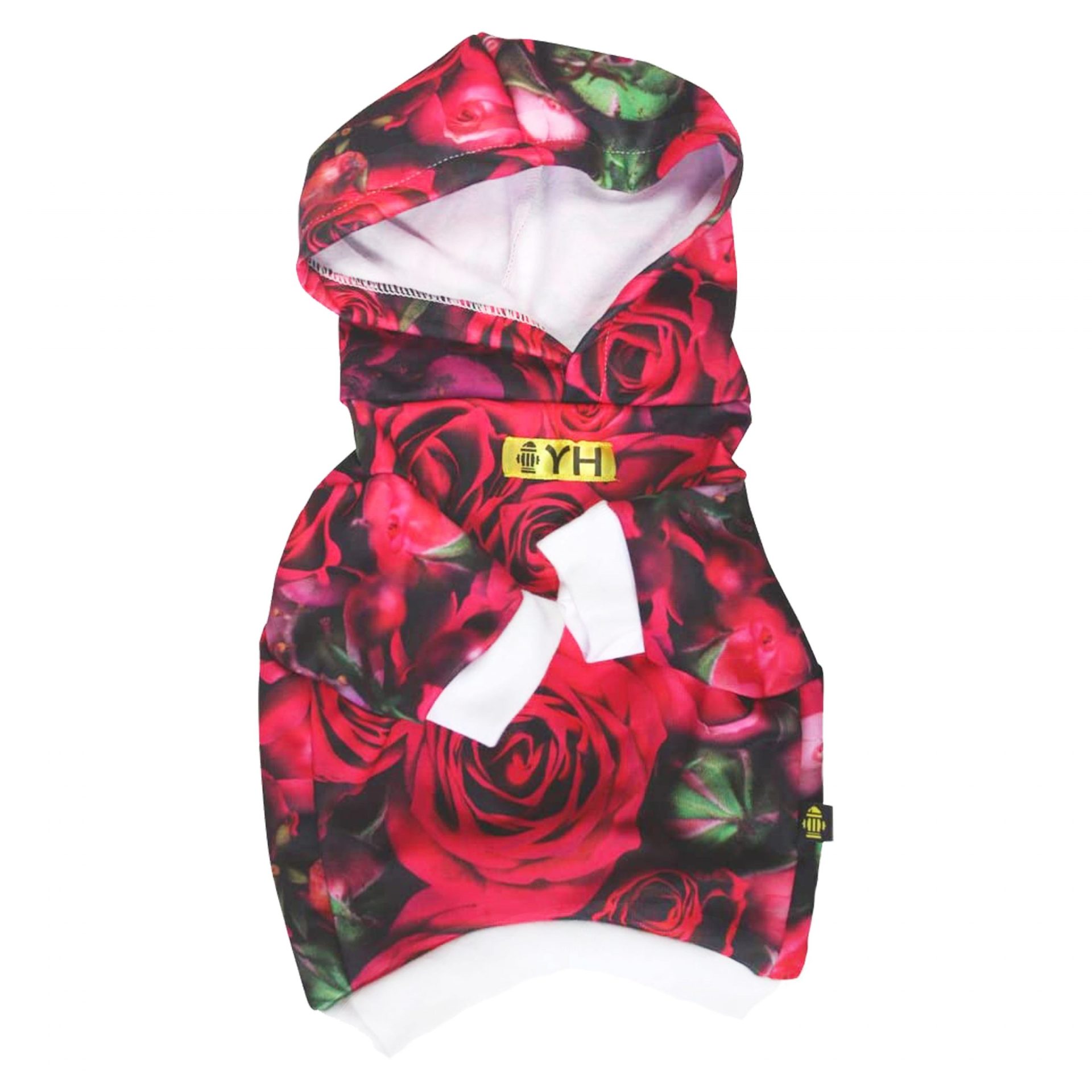 Yellow Hydrant Graphic Hoodie Flowers Red - Image 2