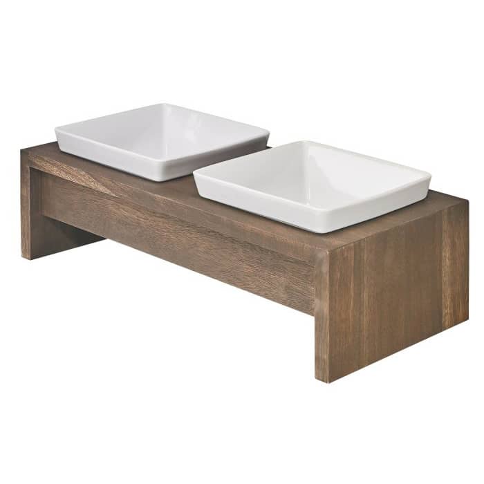 Bowser Artisan Double Wood Feeder Walnut