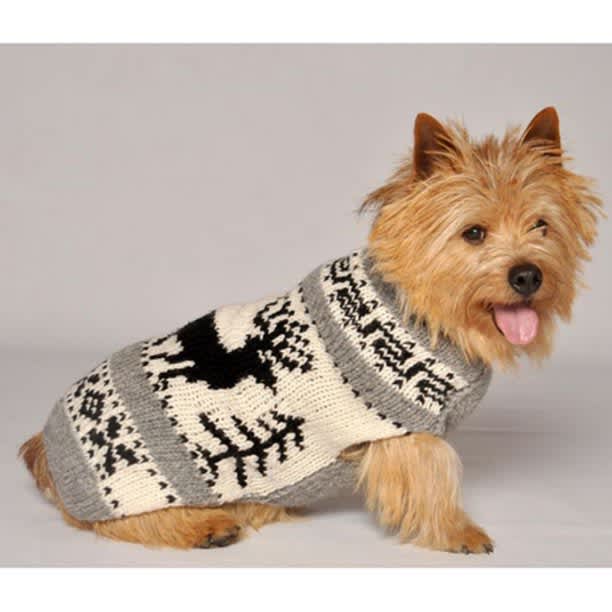 Chilly Dog Reindeer Shawl Gray Sweater