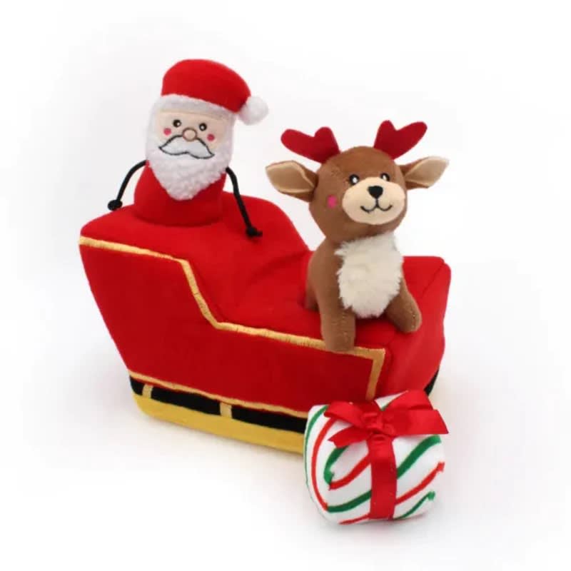 ZippyPaws Xmas Holiday Burrow Santa's Sleigh - Image 3