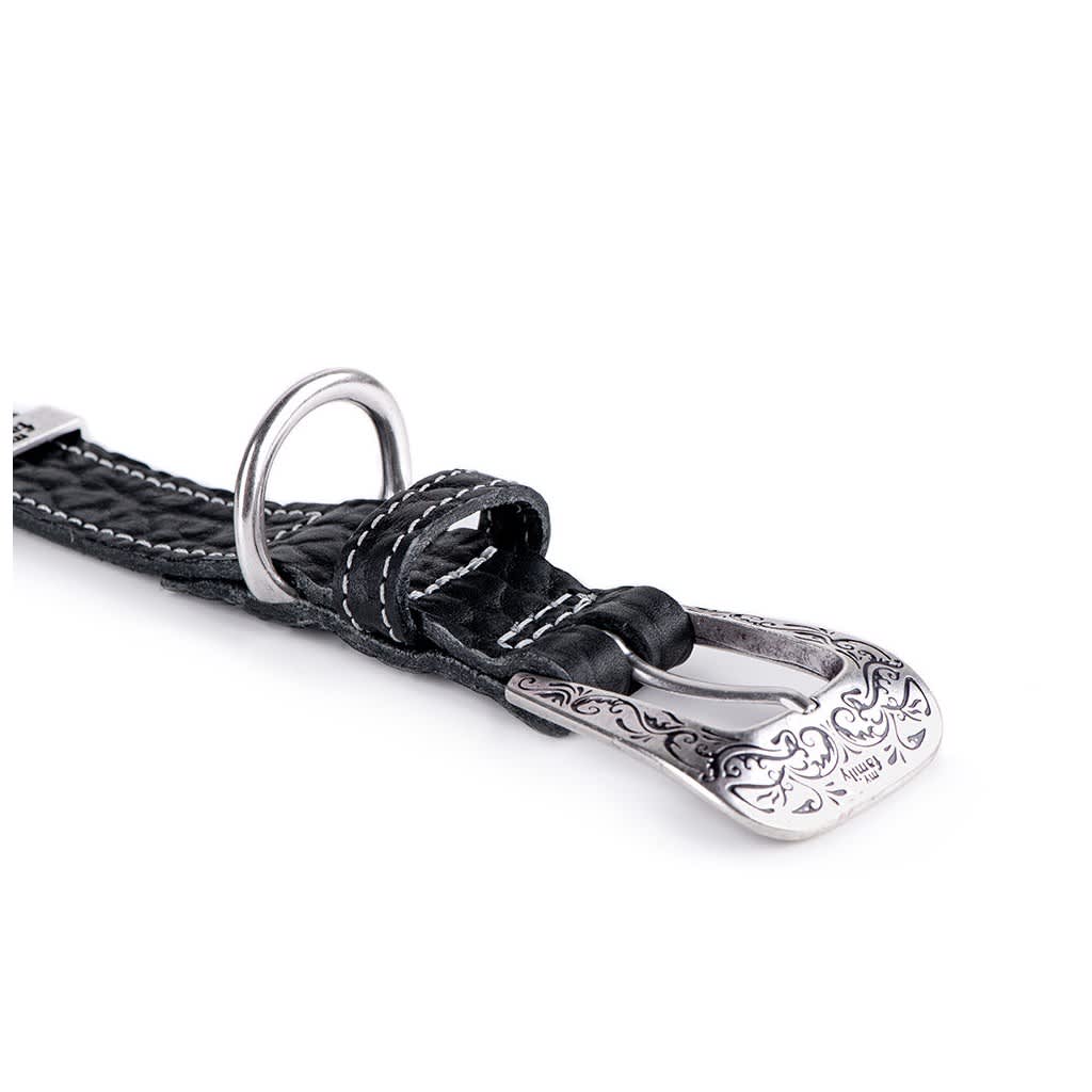 MyFamily El Paso Dog Collar in Genuine Italian Black Leather - Image 3