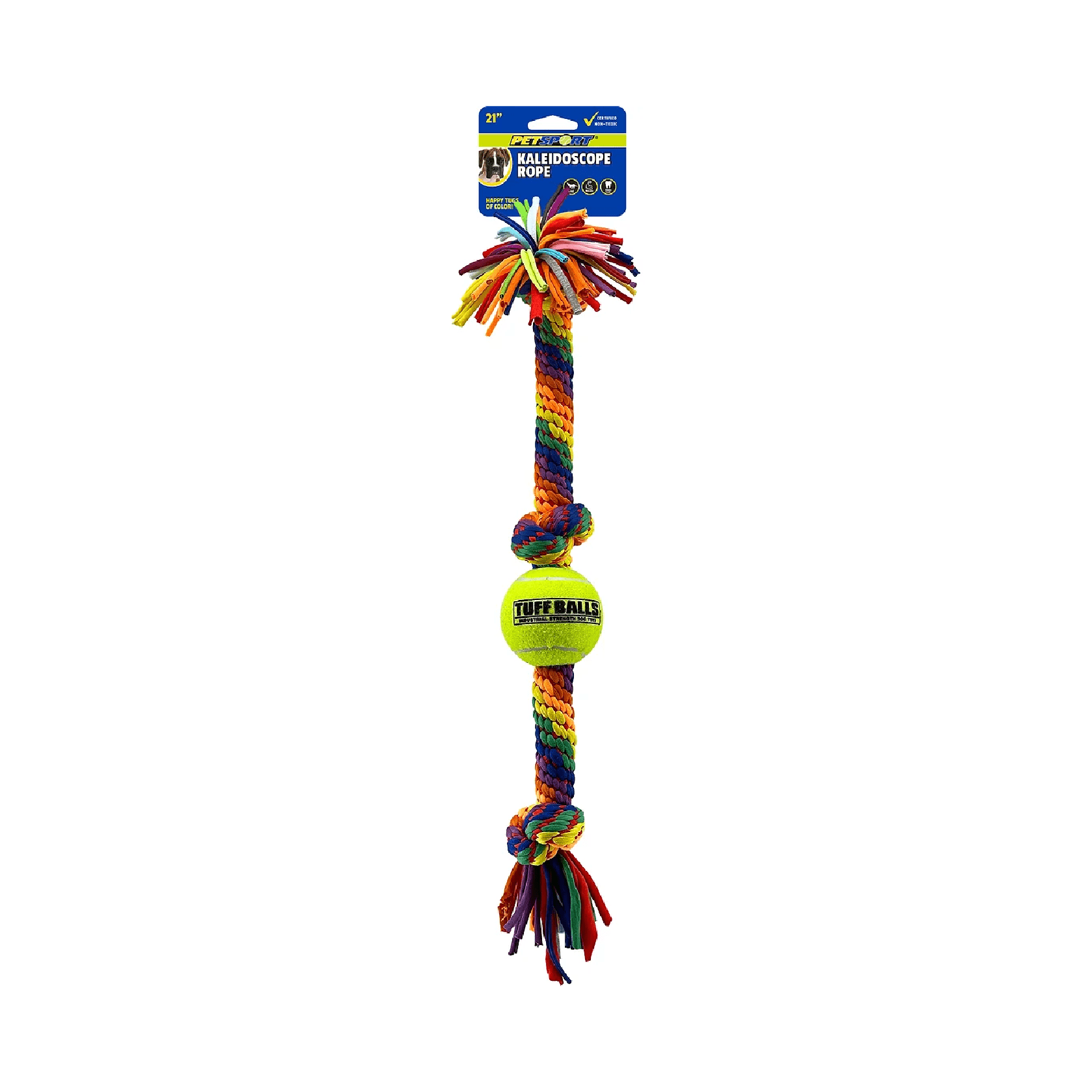 PetSport Kaleidoscope Rope Large 3 Knot w/ 2.5" Ball 21"