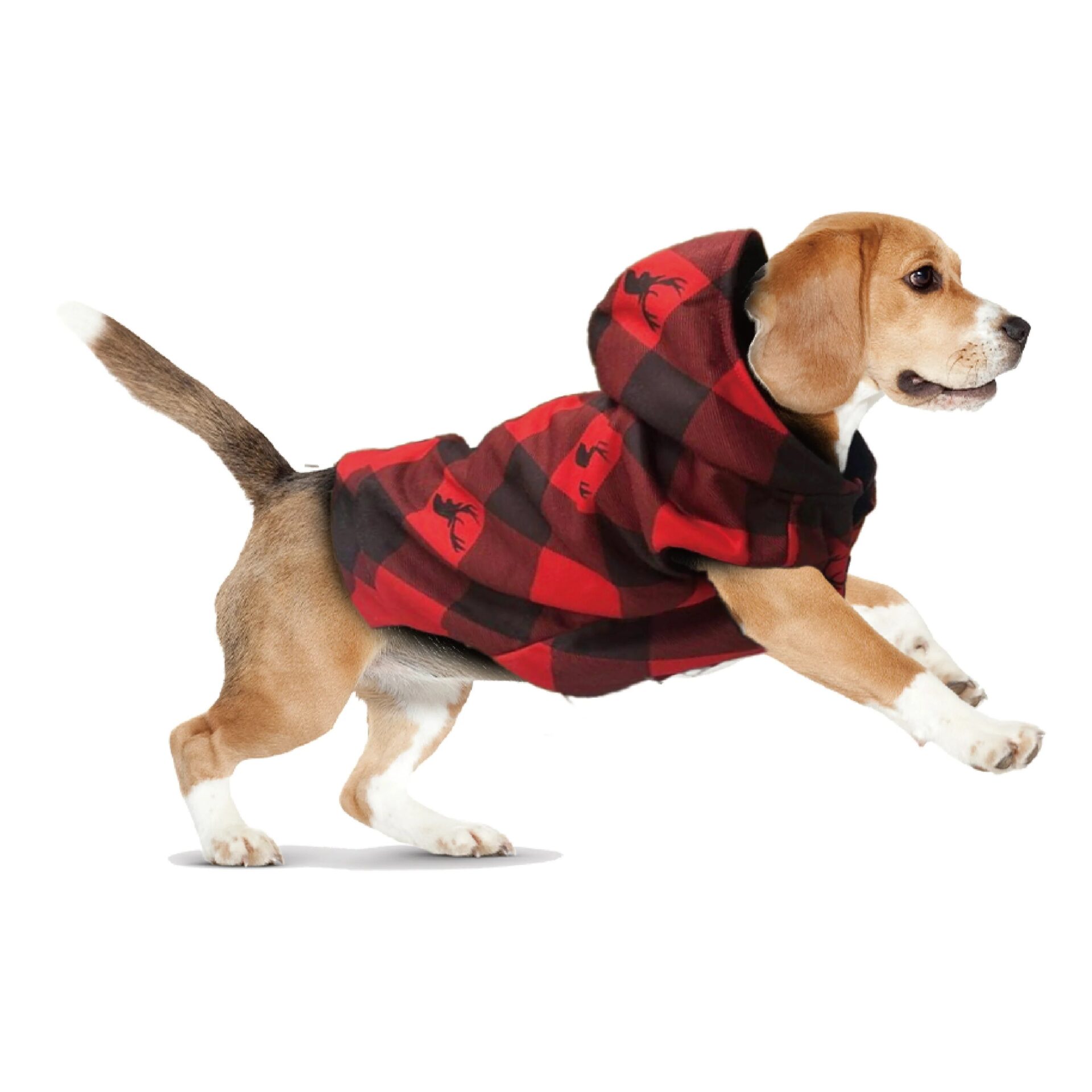 Show & Tail Fleece Hoodie Coat Red Plaid