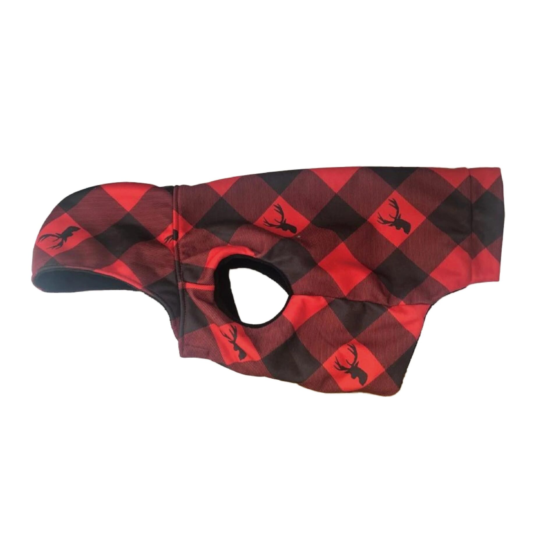 Show & Tail Fleece Hoodie Coat Red Plaid - Image 4