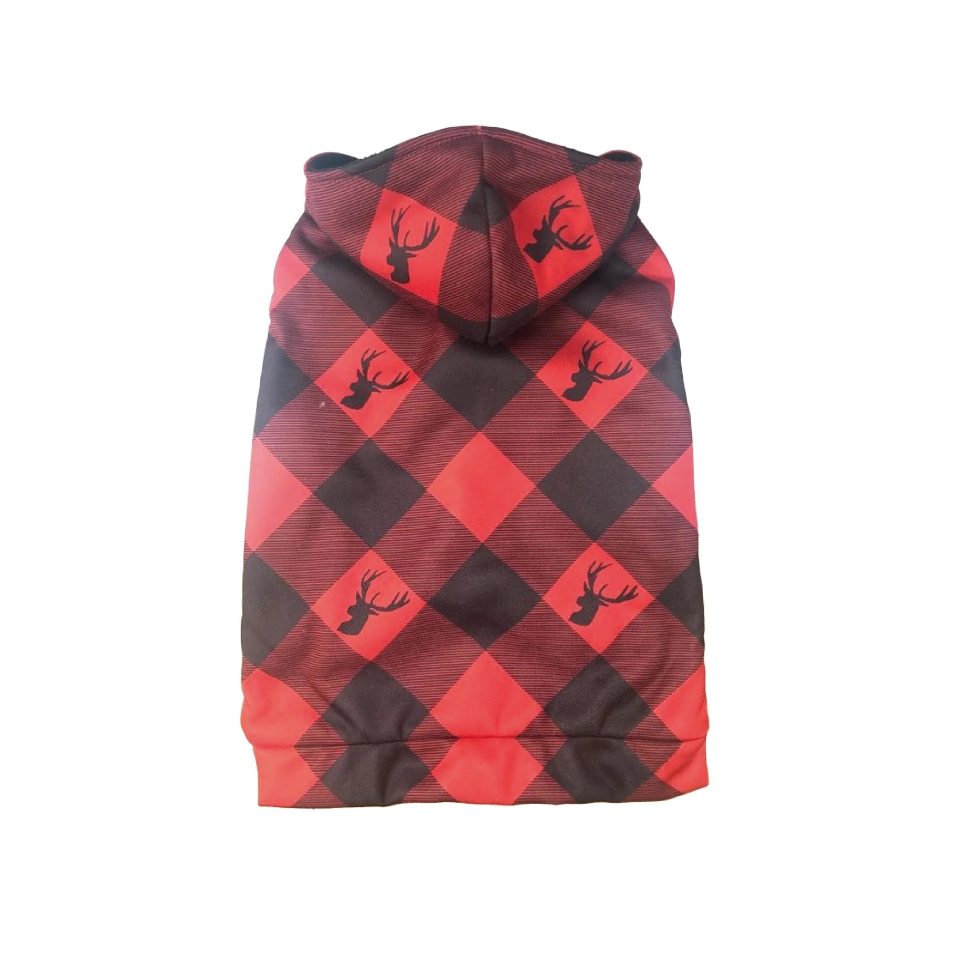 Show & Tail Fleece Hoodie Coat Red Plaid - Image 3