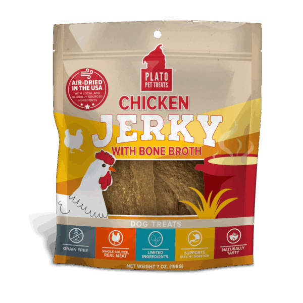 Plato Pet Treats Chicken Jerky with Bone Broth