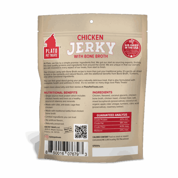Plato Pet Treats Chicken Jerky with Bone Broth - Image 2