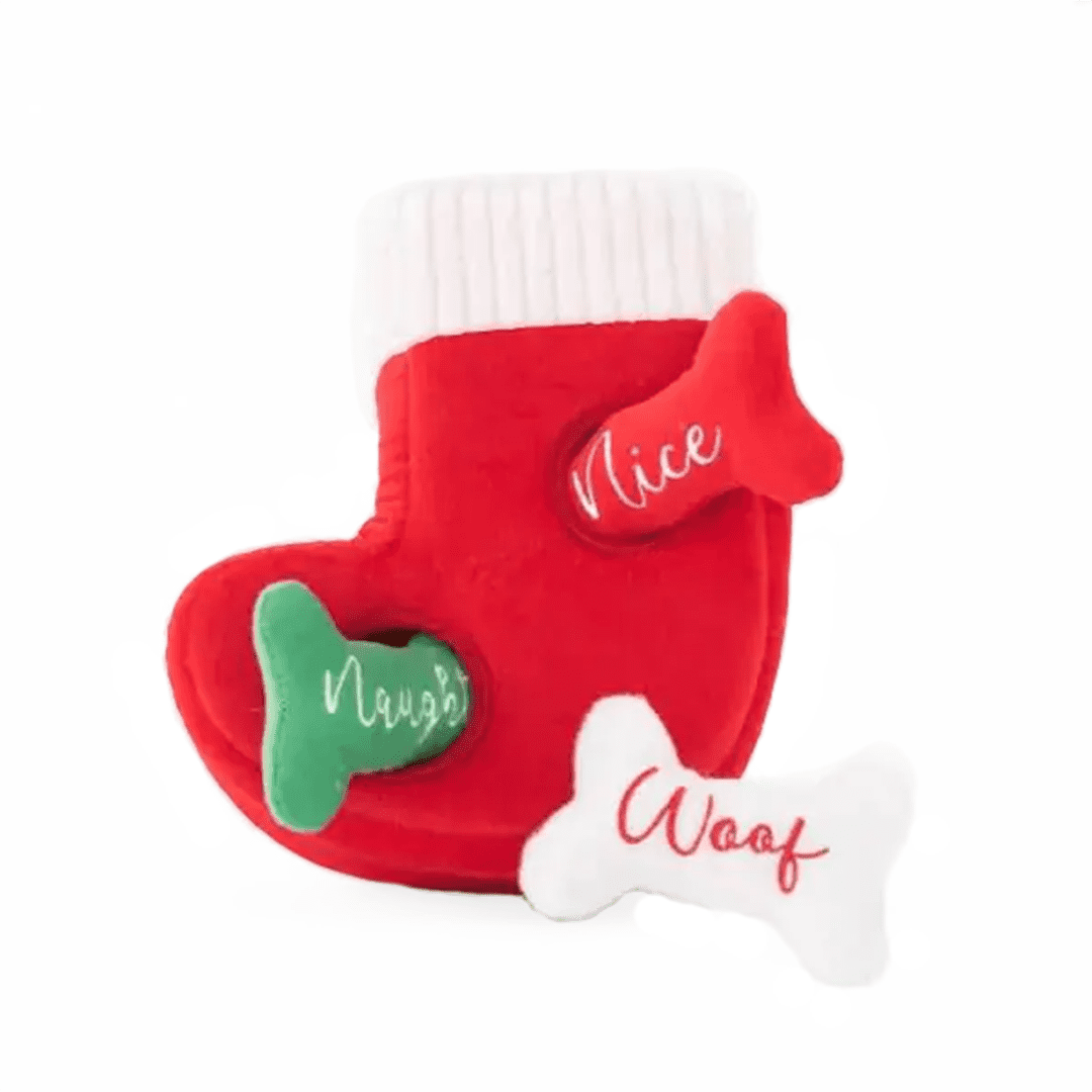 ZippyPaws Xmas Holiday Burrow Naughty or Nice Stocking