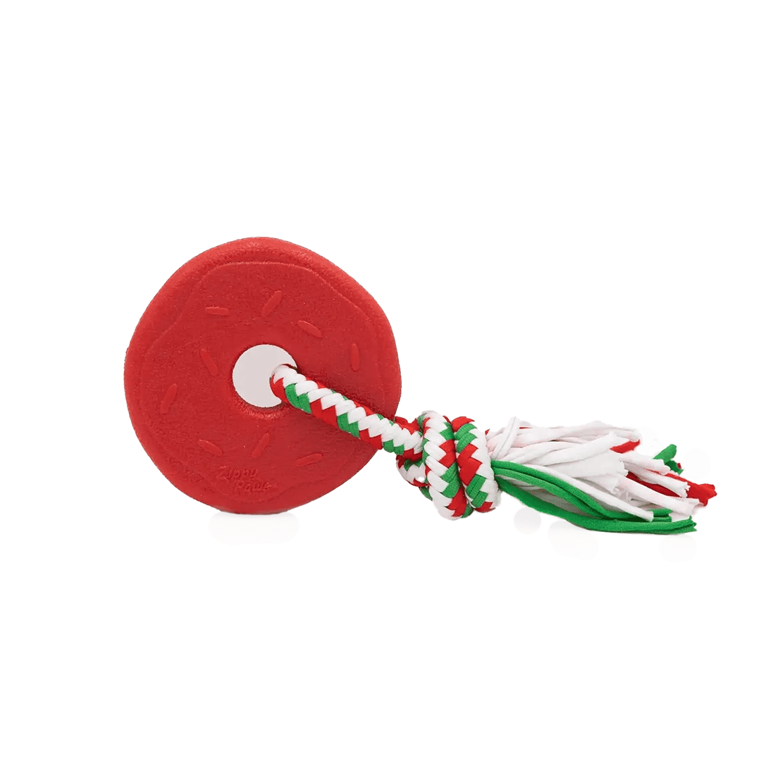 ZippyPaws Xmas Holiday ZippyTuff Teetherz - Donut Red