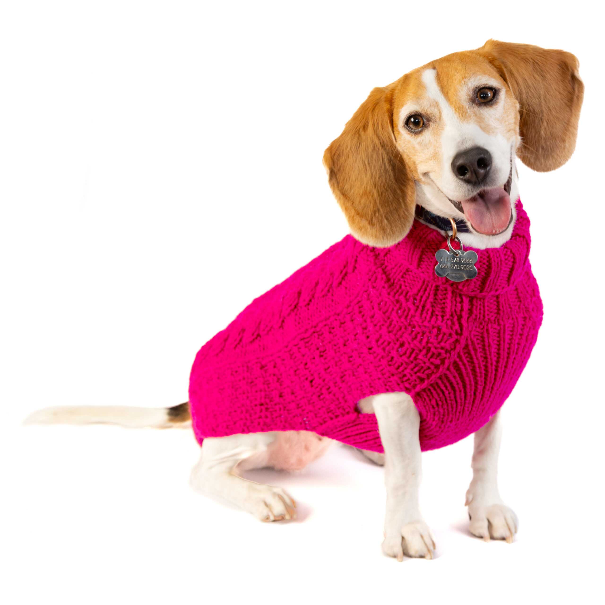 Chilly Dog Hot Pink Alpaca Cable Knit Sweater