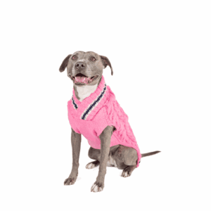 Chilly Dog Preppy Pink Cable Knit Sweater