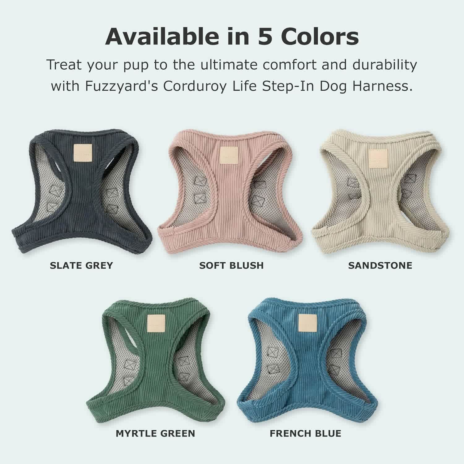 FuzzYard Life Corduroy Step In Harness French Blue - Image 6