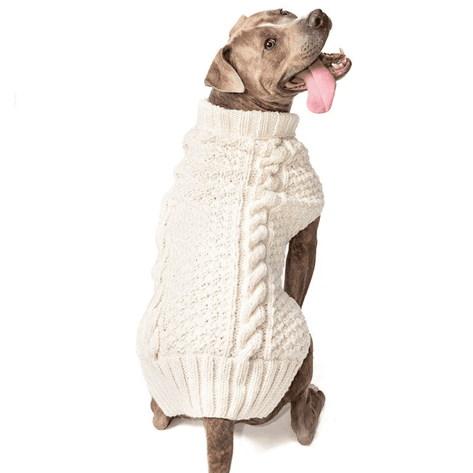 Chilly Dog Natural Cable Knit Wool Sweater - Image 2